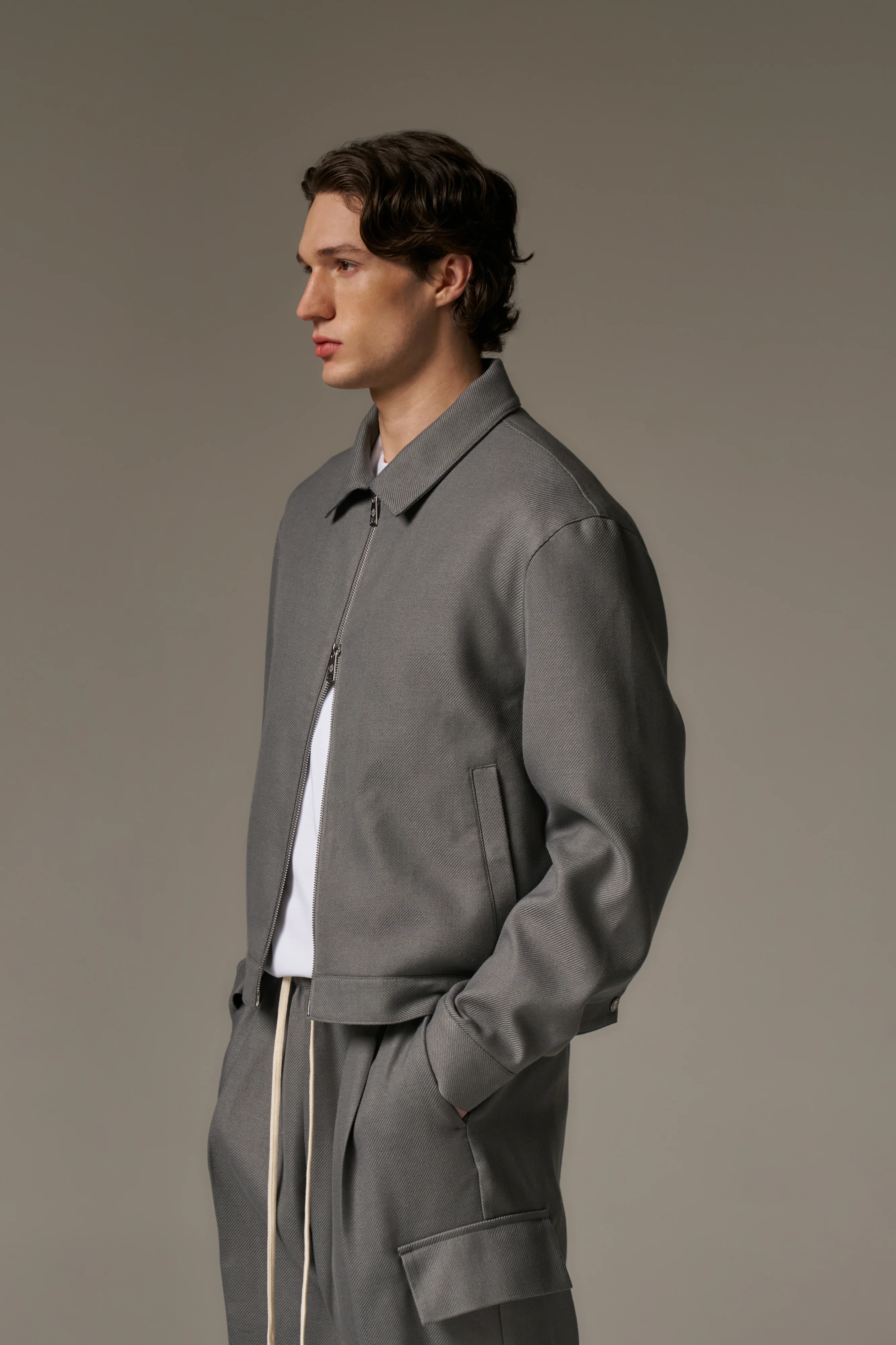 TAILORED WOOL BLEND JACKET - GREY MARL - Image 10