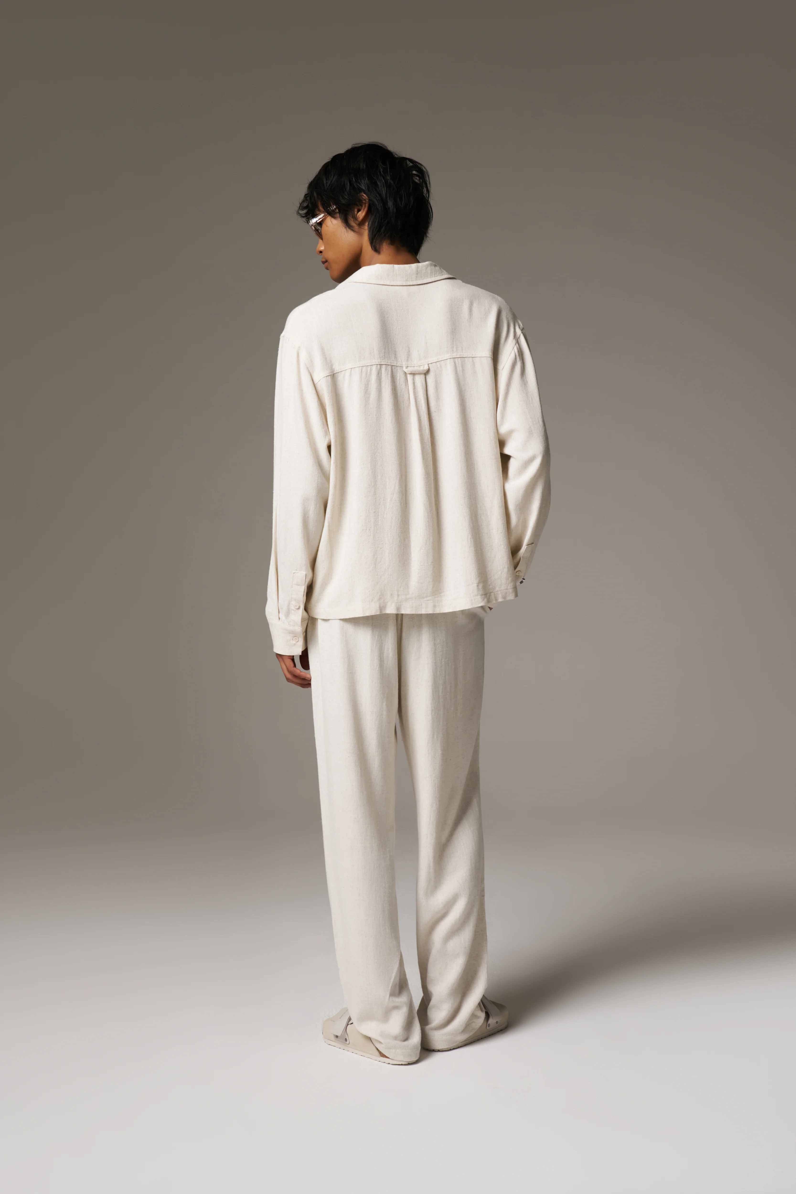 TEXTURED WOVEN SHIRT - BEIGE - Image 8
