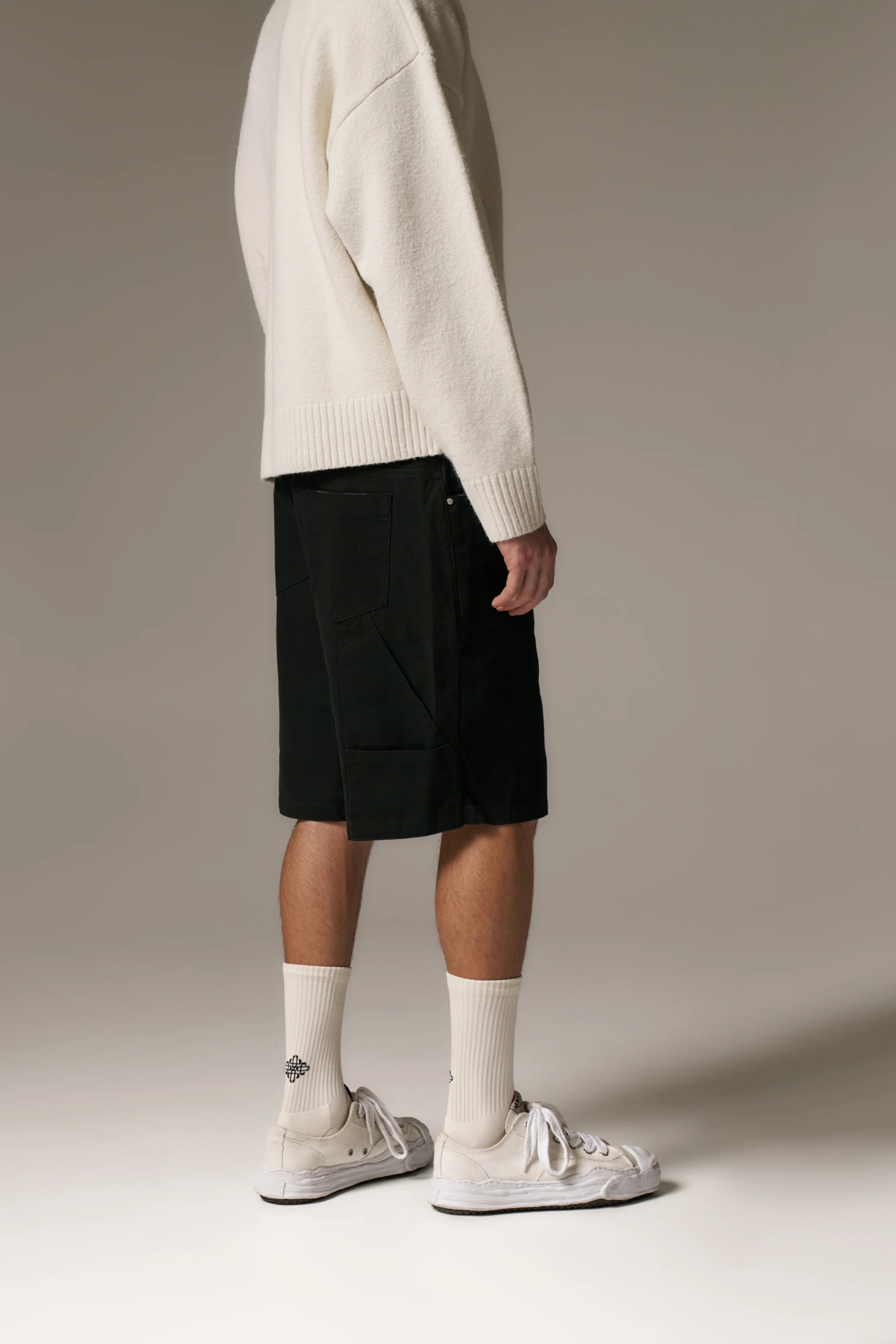 TWILL CARPENTER SHORTS - BLACK - Image 5