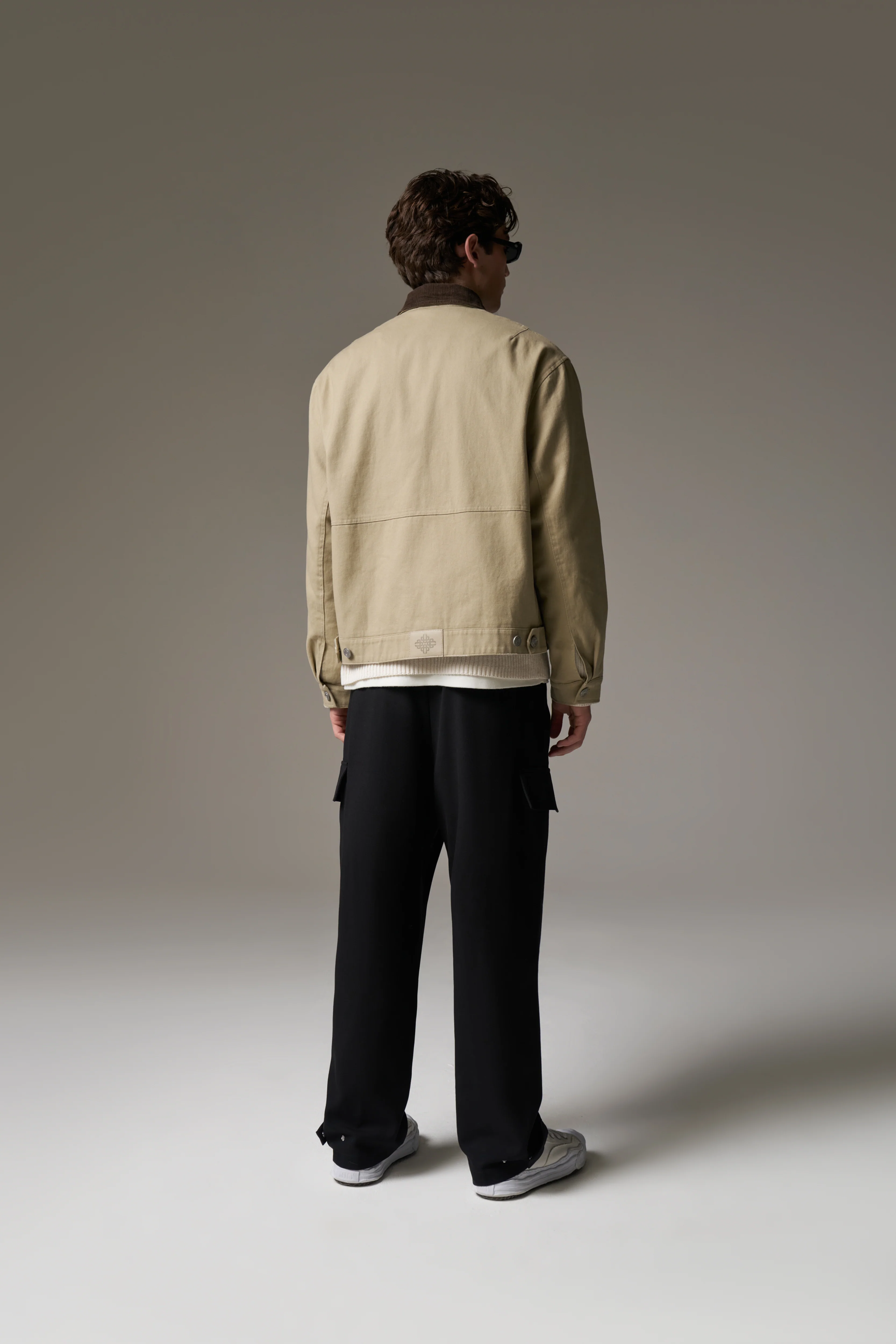 TWILL CONTRAST COLLAR JACKET - BEIGE - Image 12
