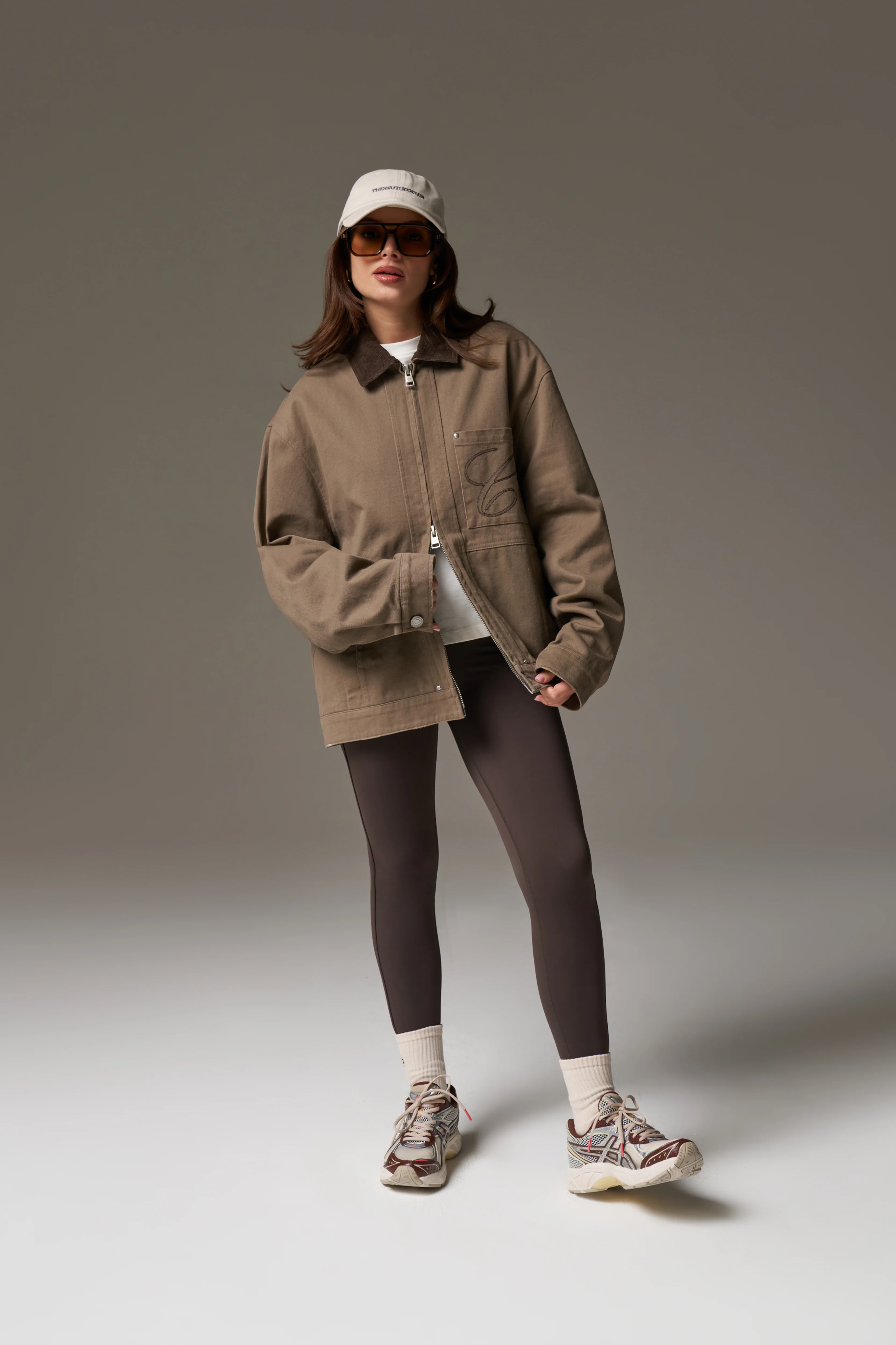 TWILL CONTRAST COLLAR JACKET - WASHED BROWN - Image 12