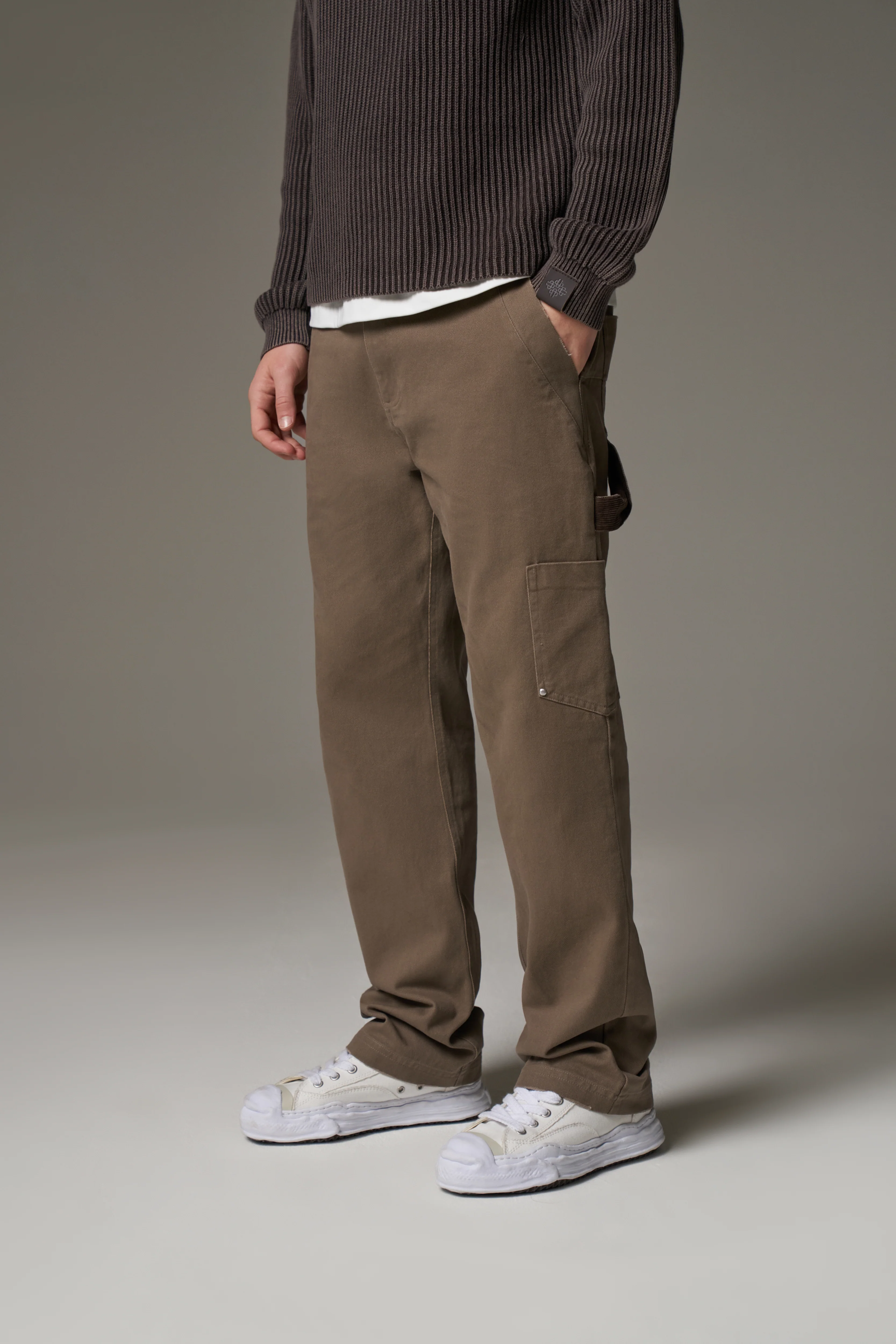 TWILL DOUBLE PATCH TROUSER - WASHED BROWN - Image 6