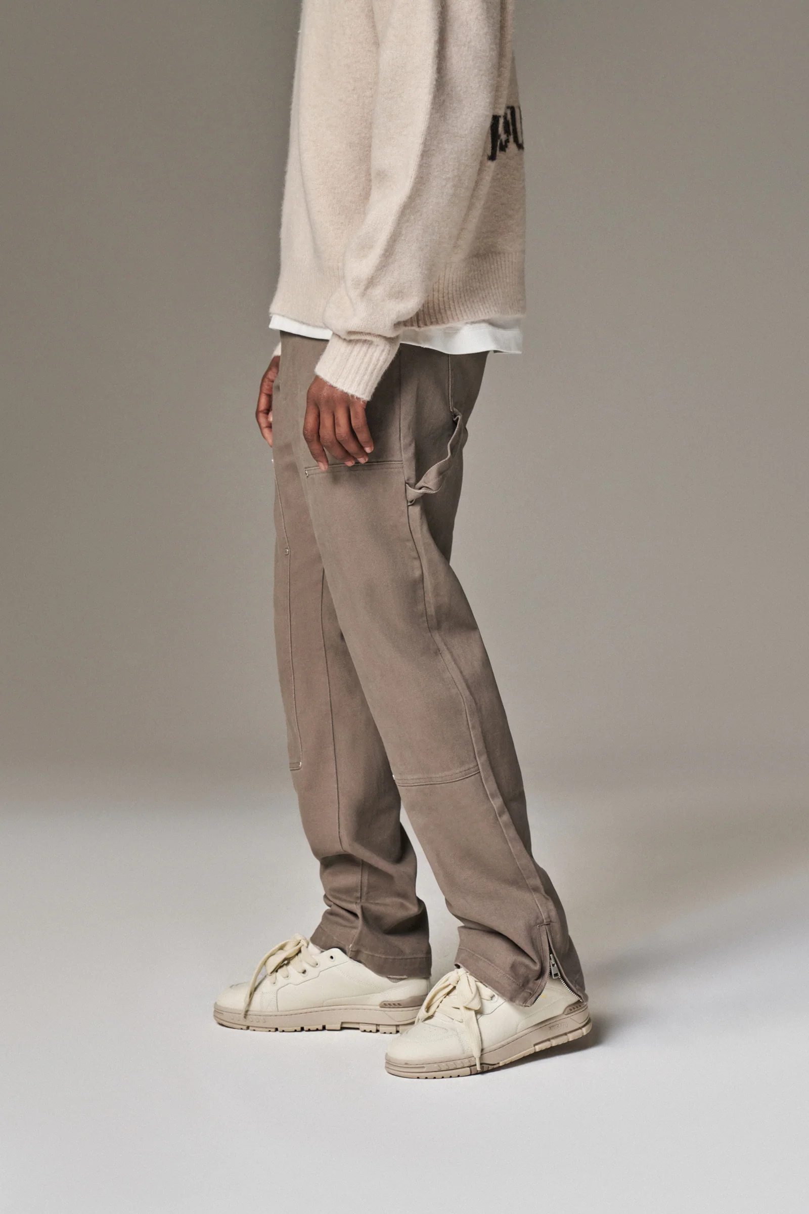 TWILL RIVET DETAIL CARPENTER PANT - BROWN - Image 4