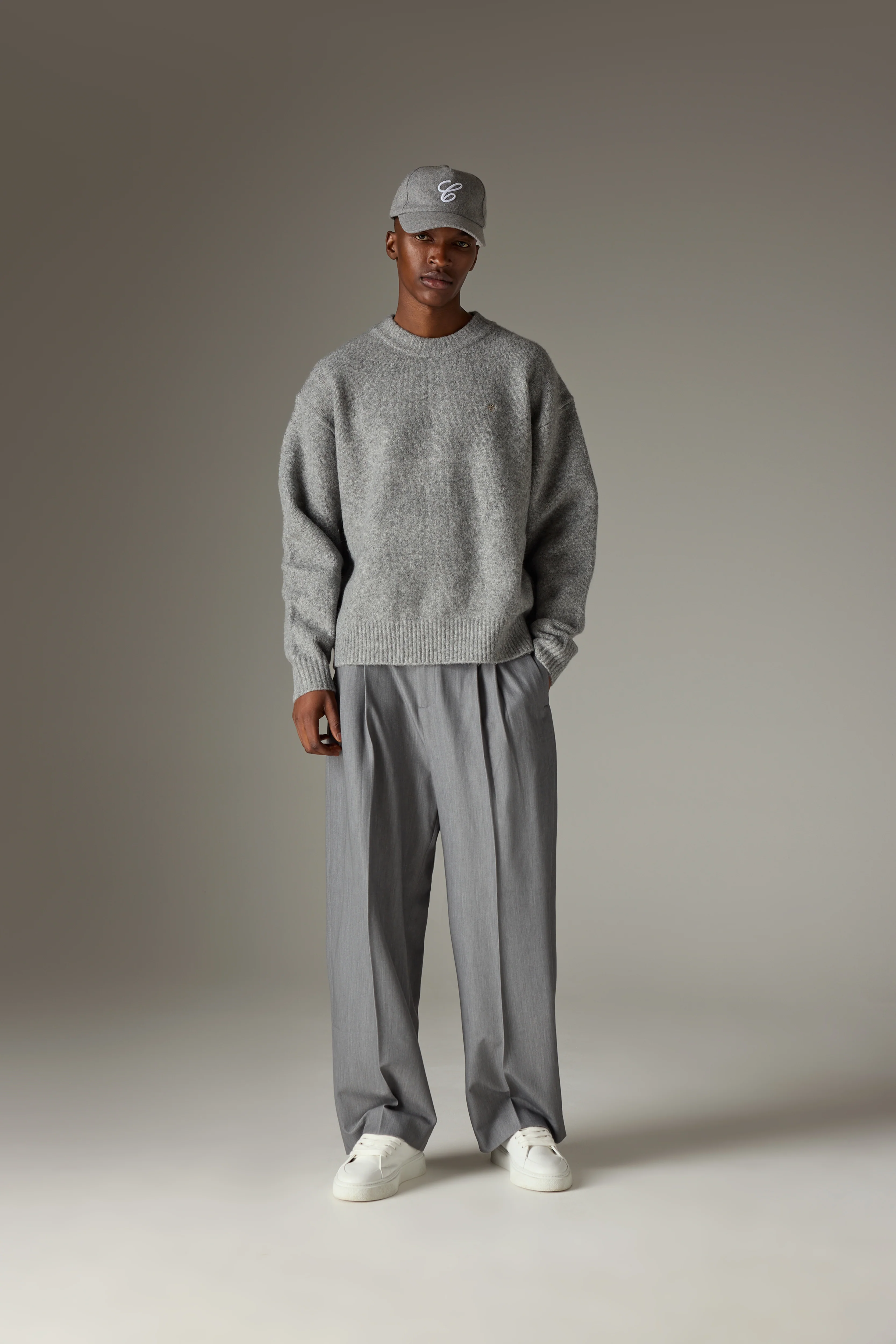 COPYRIGHT BRUSHED KNIT JUMPER - GREY MARL - Image 3