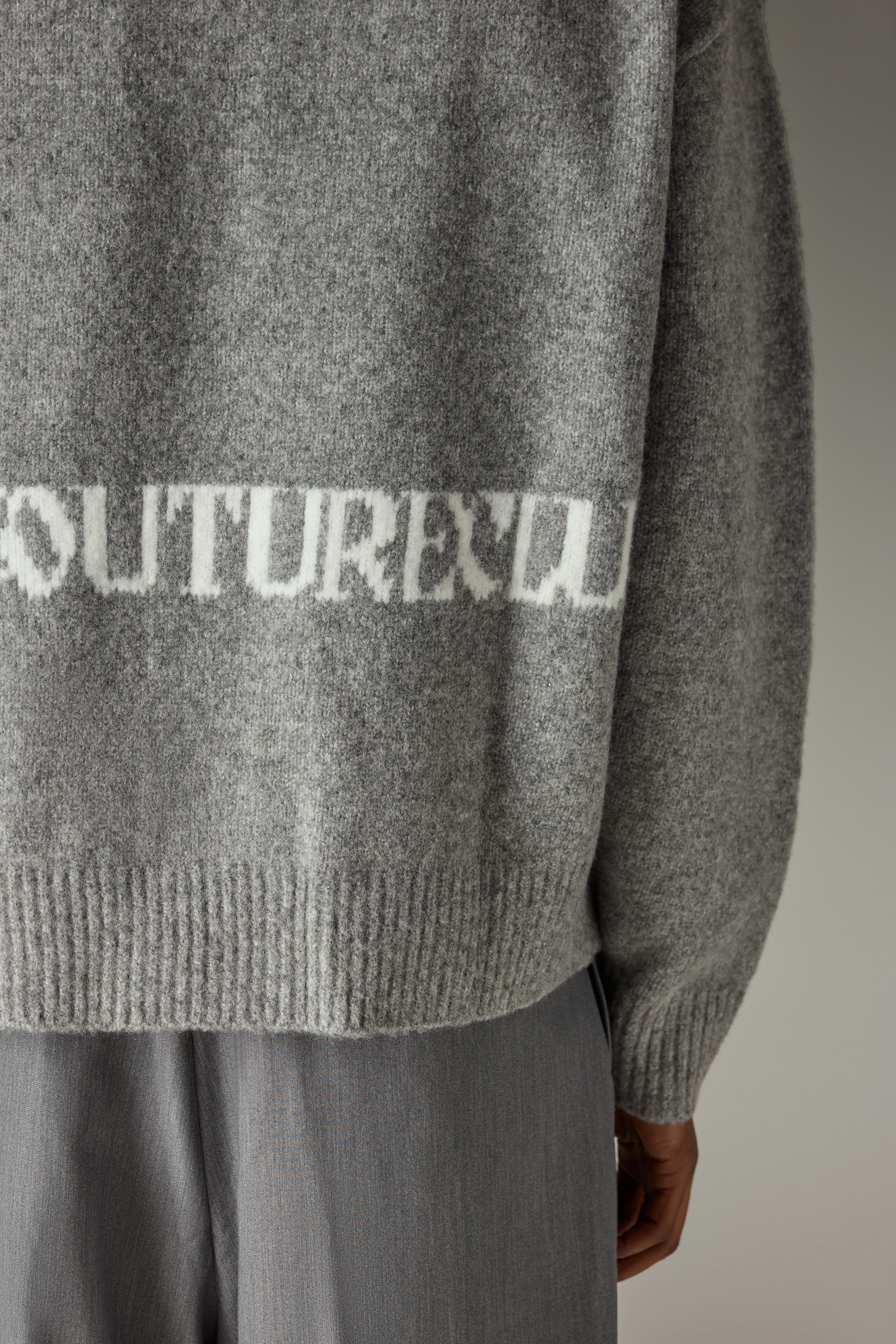 COPYRIGHT BRUSHED KNIT JUMPER - GREY MARL - Image 5