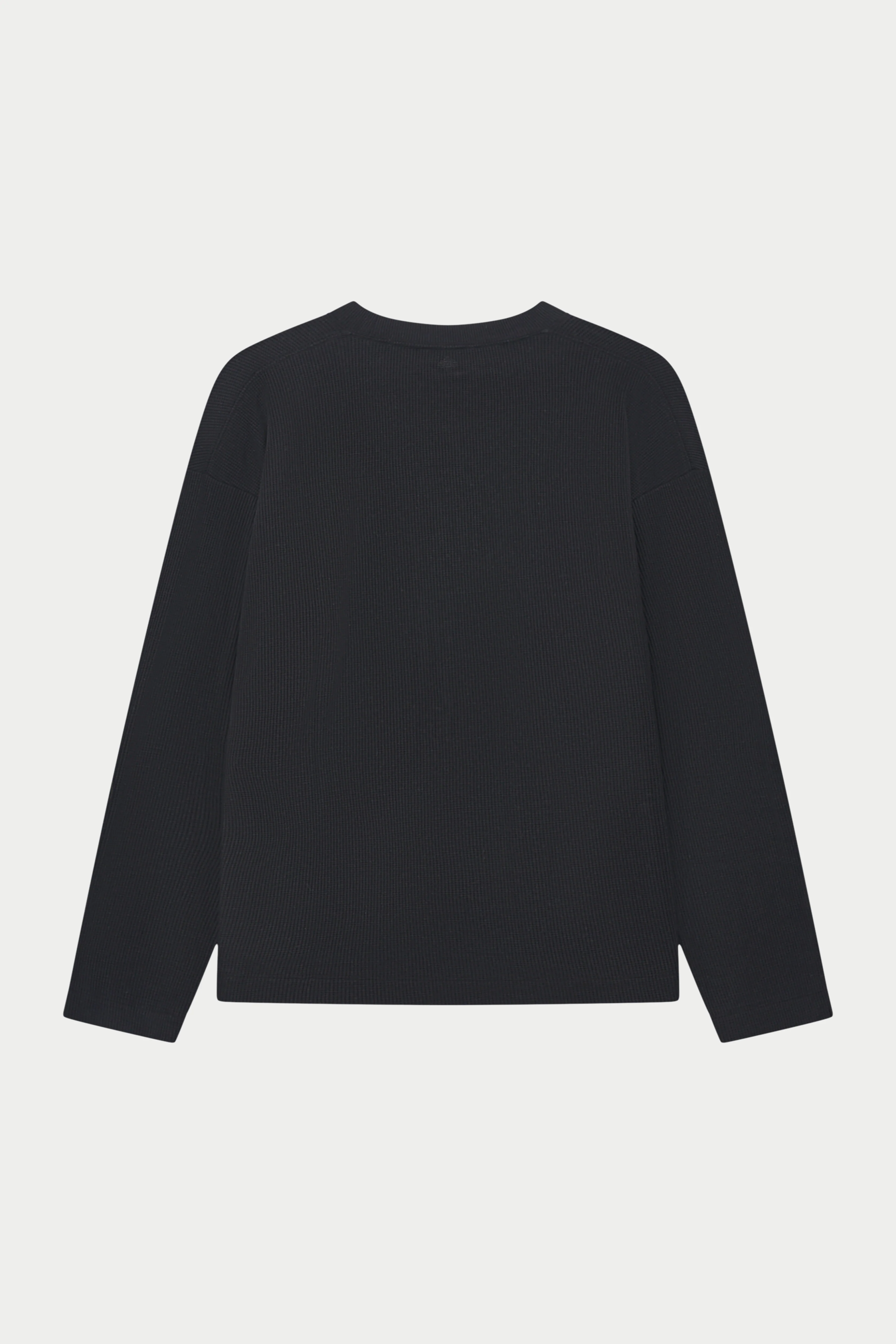 WAFFLE LONG SLEEVE T-SHIRT - BLACK - Image 9