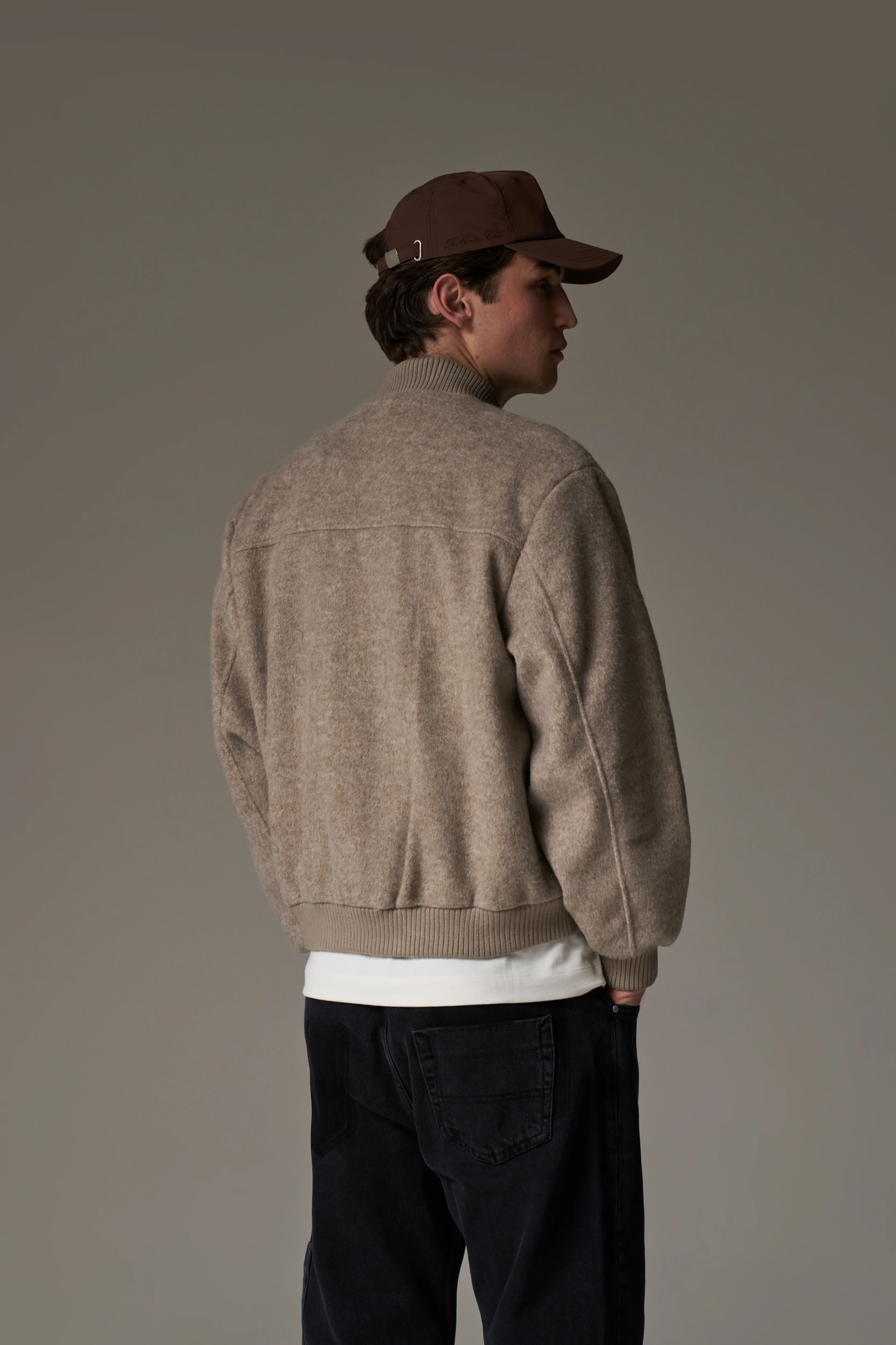 WOOL BLEND BOMBER JACKET - BEIGE - Image 6