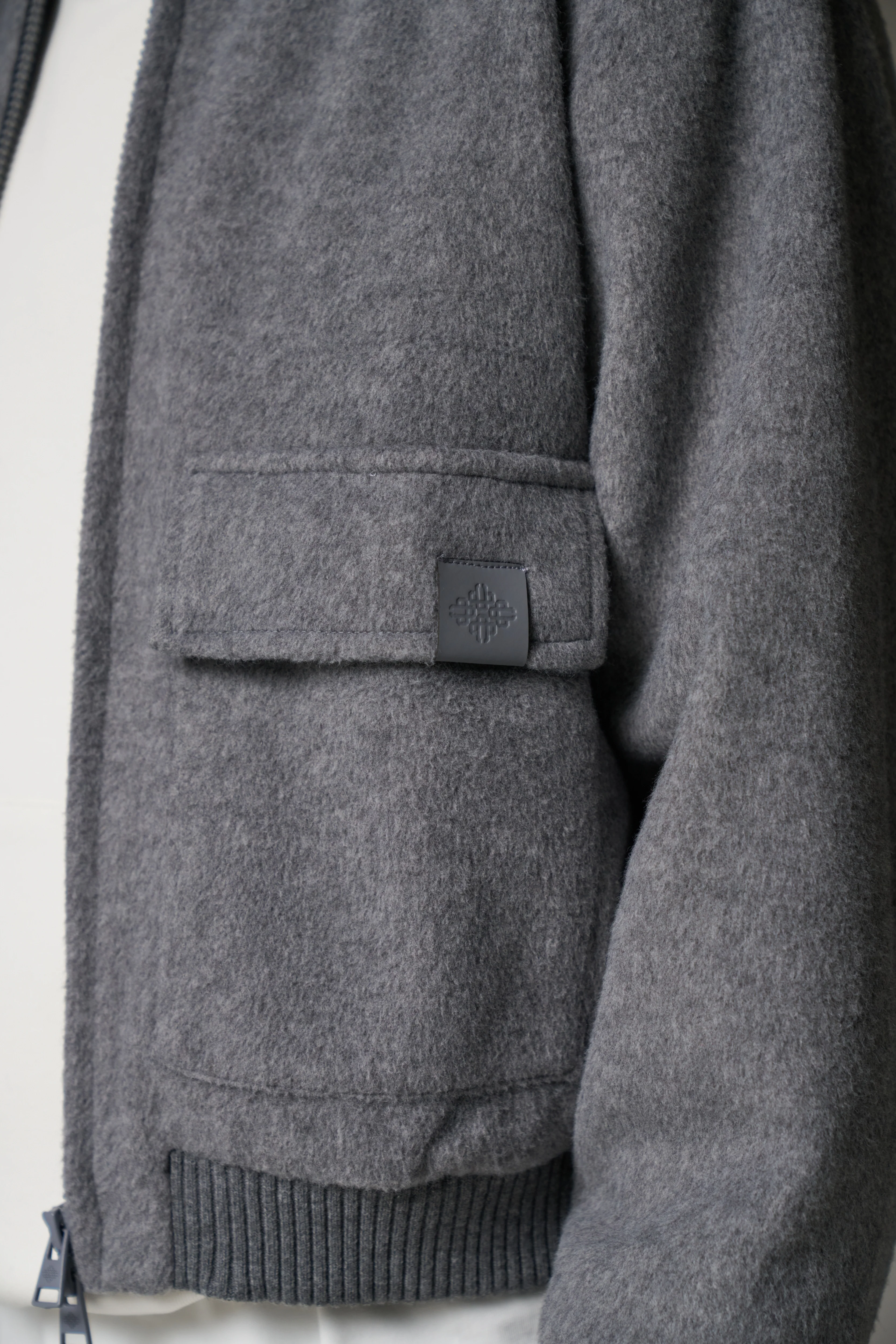WOOL BLEND BOMBER JACKET - GREY MARL - Image 7