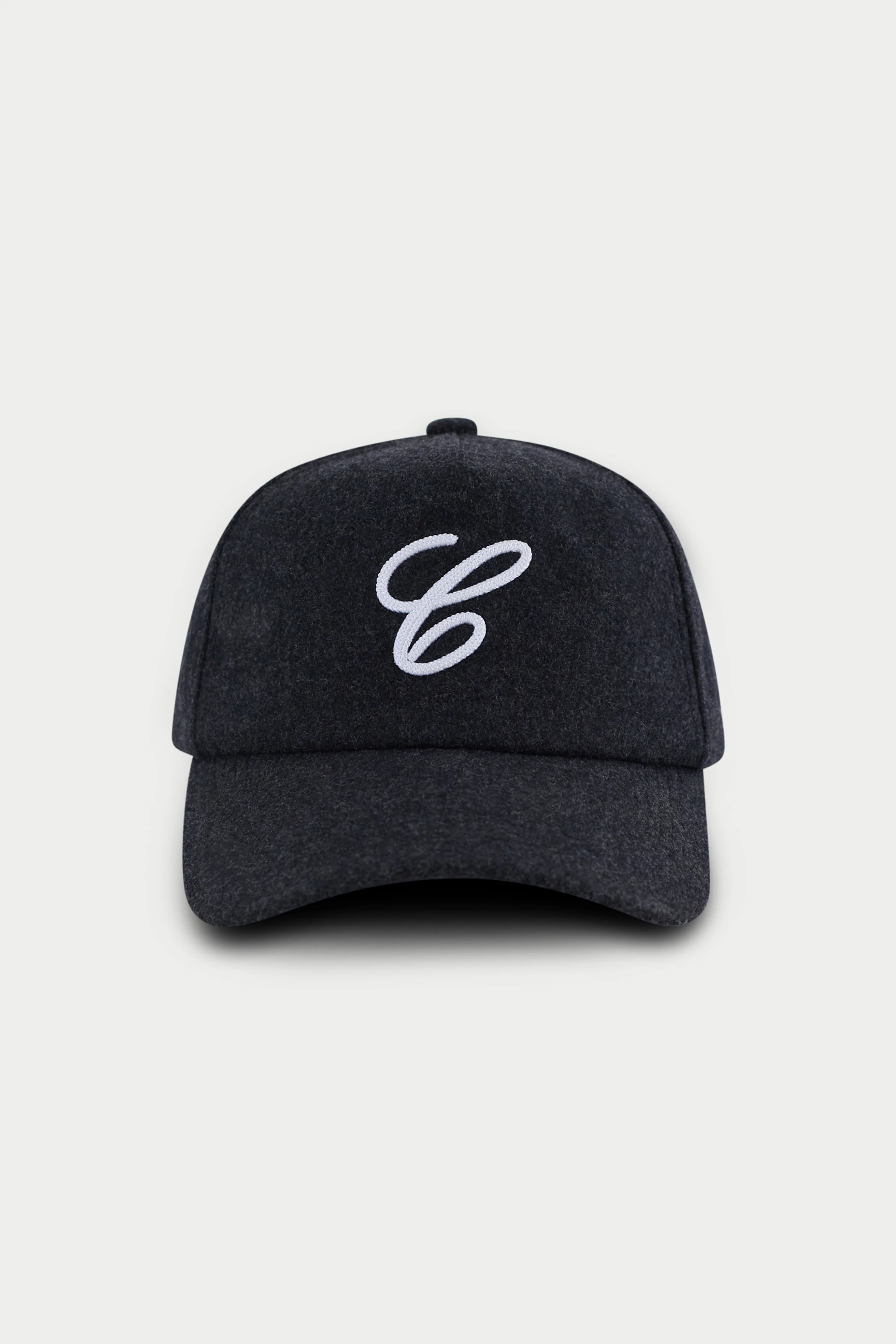 WOOL SCRIPT EMBROIDERED CAP - CHARCOAL - Image 2