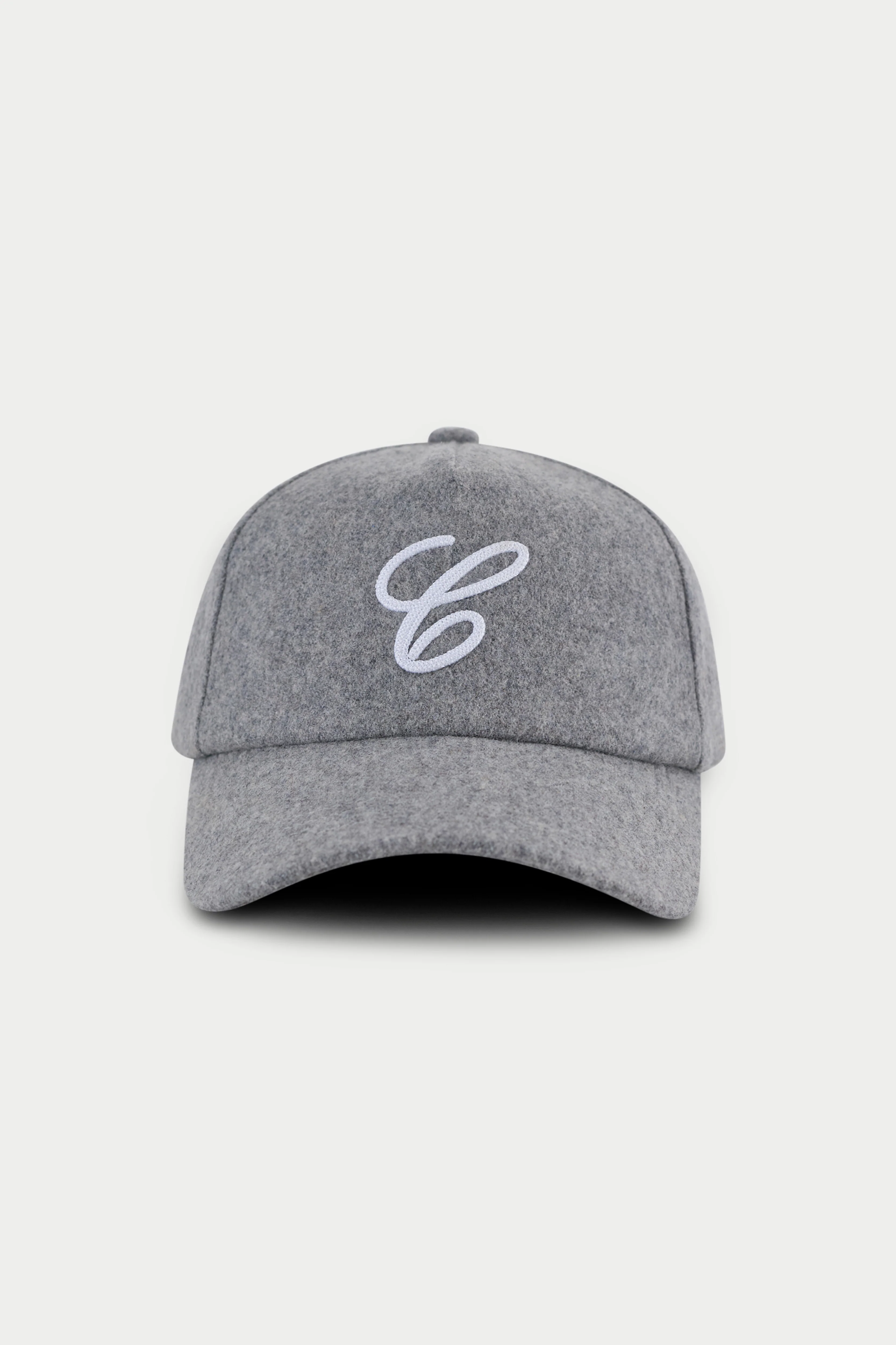 WOOL SCRIPT EMBROIDERED CAP - GREY - Image 3